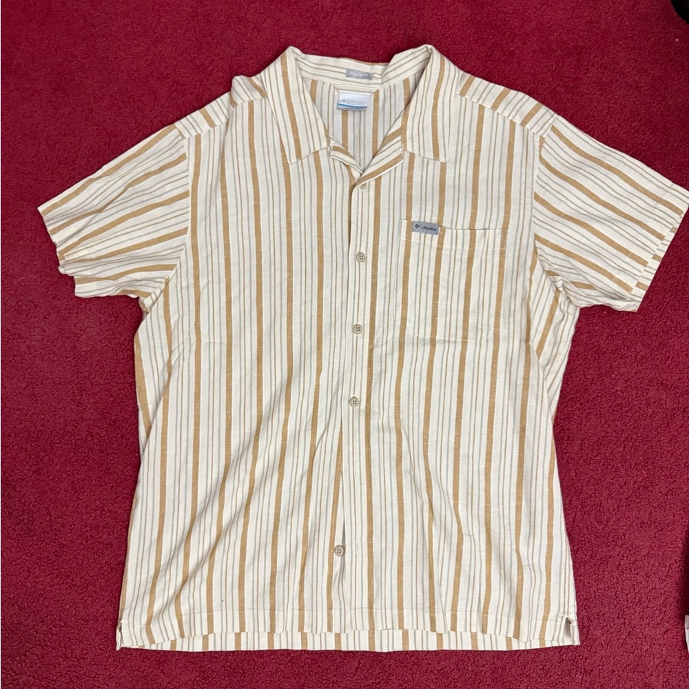 Columbia Tan and Brown Striped Men's Shirt - Picture 4 of 4